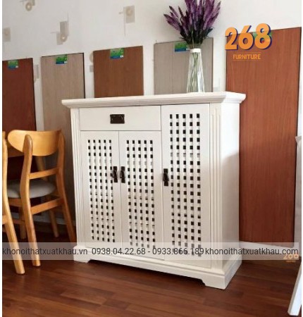 Tủ dép sồi mỹ trắng 02