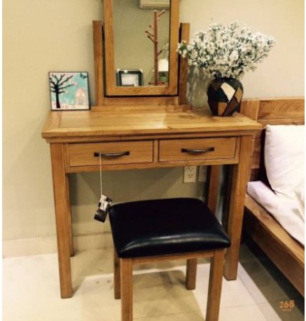 BÀN TRANG ĐIỂM GỖ SỒI MỸ 12