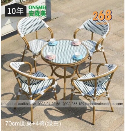 Bàn tròn ngoài trời nhựa giả mây