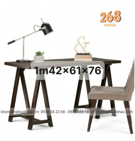 Bàn làm việc gỗ thông chân V 