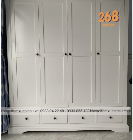 Tủ quần áo 4 cánh trắng tinh