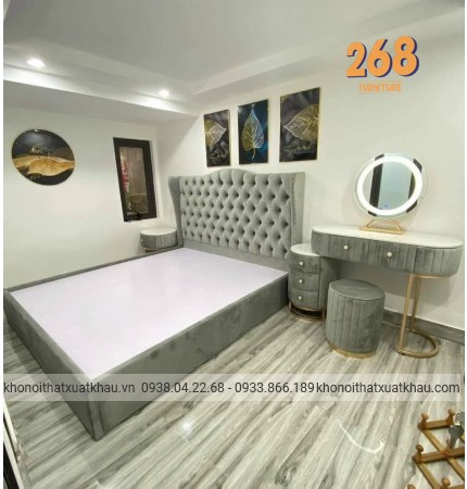 Giuòng vải nhung có tai