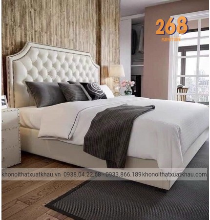 Giường ngủ bọc Simili đinh tán 