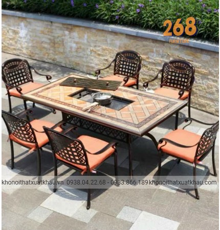 Bàn đá có bếp nướng và nấu lẩu