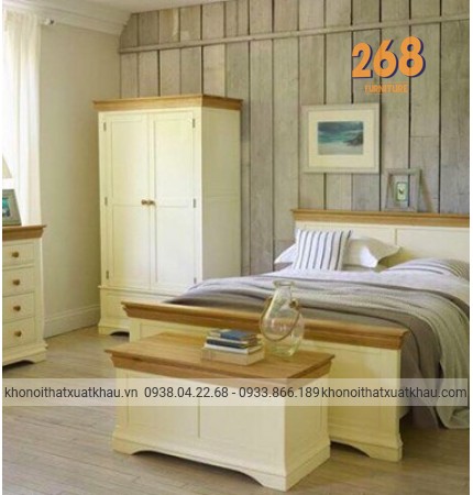 Bộ Phòng Ngủ Trắng Nóc Sồi