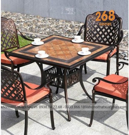 Bàn đá vuông ngoài trời 