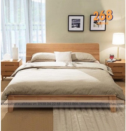 Giường ngủ gỗ sồi mỹ chân xéo 
