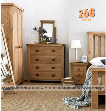 Tủ 5 Hộc Kéo Gỗ Sồi 