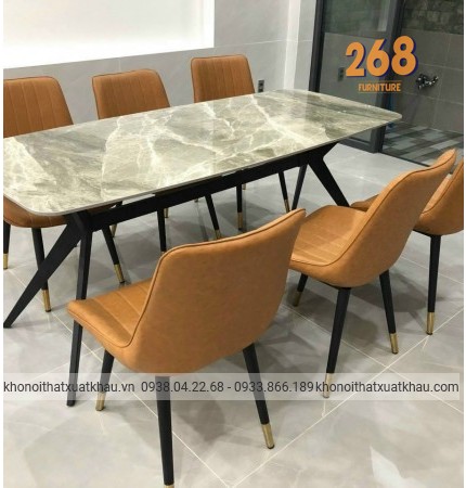 Bàn ăn xanh ngọc Chân V 2