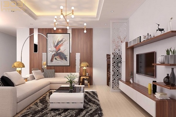Thiết kế nội thất phòng khách bằng gỗ sang trọng và đẳng cấp